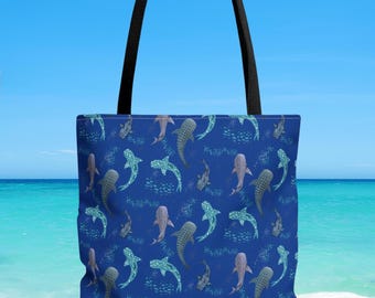 Spotted Whale Shark Ocean-Inspired Tote Bag, Perfect for Beach Trips, Beach Vacation, Honeymoon,  Marine Life Lovers, Beach Bag Gift for Her