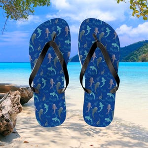 Spotted Whale Shark Flip Flops, Womens Summer Sandals, Beach Shoes, Vacation sandals, Pool shoes, trip gift, matching sets, whale lover gift