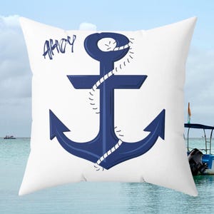 Anchor Decorative Pillow, Nautical Beach House pillow, Coastal Home Decor, Maritime Throw, Sea Lover Gift, Sailo Pillow, coastal home