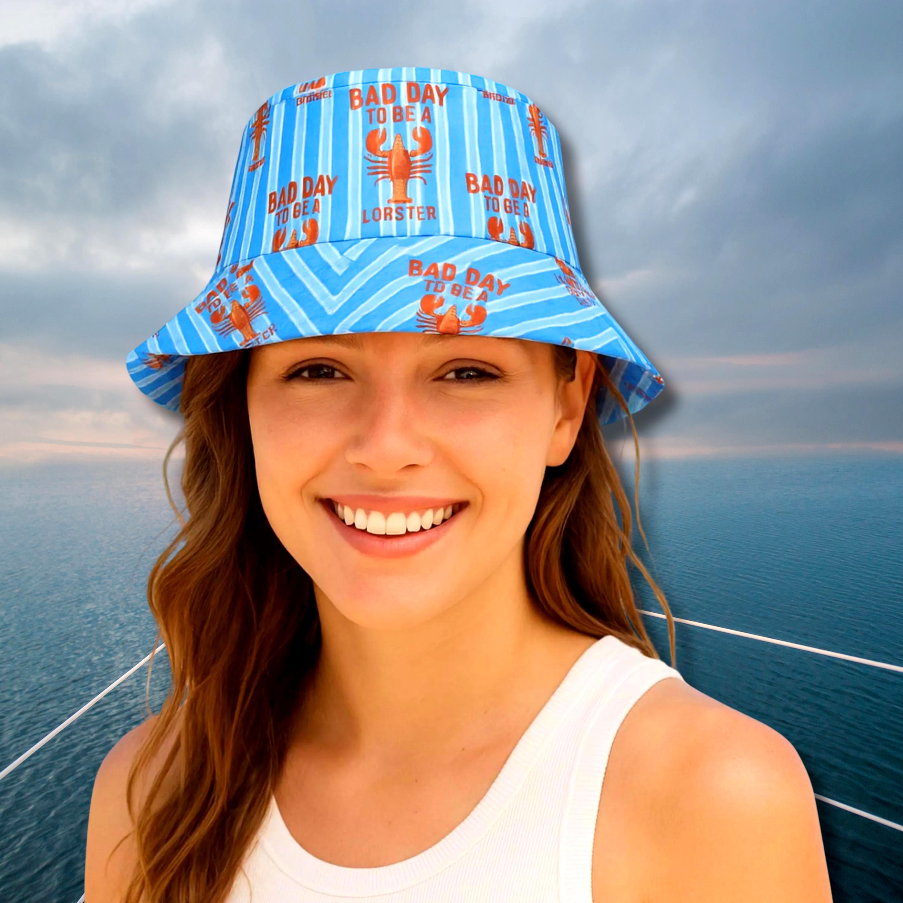 Lobster Bucket Hat Beach Hat – Funny Coastal Summer Hat  display picture 3