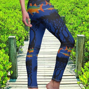 Damen Fisch Leggings - Florida Mangroven Yoga Hosen, Radfahren & Laufen Leggings, Yoga Leggings, Angeln Leggings, Geschenk für Mama. Muttertag