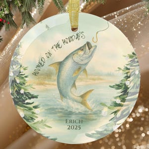 Tarpon Fishing Christmas Ornament 2025, Personalized Coastal Holiday Gift, Custom Fisherman Ornament, Saltwater Fish Decor, Tarpon Lover