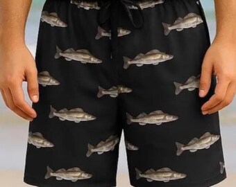 Walleye Fishing Mens Sports Shorts, Casual Wear for Anglers, Fishing Trips, Summer Sports, Outdoor Adventures, Workout Gift, Fathers Day