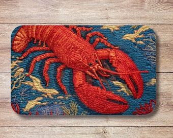 Tappetino da bagno con aragosta, tappeto da bagno costiero, decorazioni nautiche da pesca, tappeto da bagno con aragosta del Maine, bagno di casa sul lago, tappetino per pavimento di casa al mare