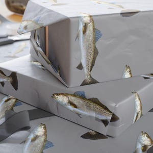 Trout Fishing Wrapping Paper | Fish Gift Wrap for Anglers | Outdoorsman Gift Wrap | Fly Fishing Paper | Fisherman Birthday Wrap