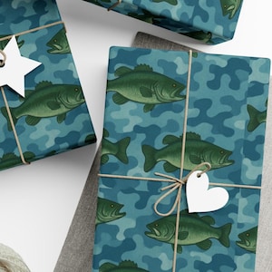 Bass Fishing Themed Gift Wrap Papers, Perfect for Outdoor Enthusiasts, Eco-Friendly Wrapping, Birthday, Fathers Day, Fishing gift for him
