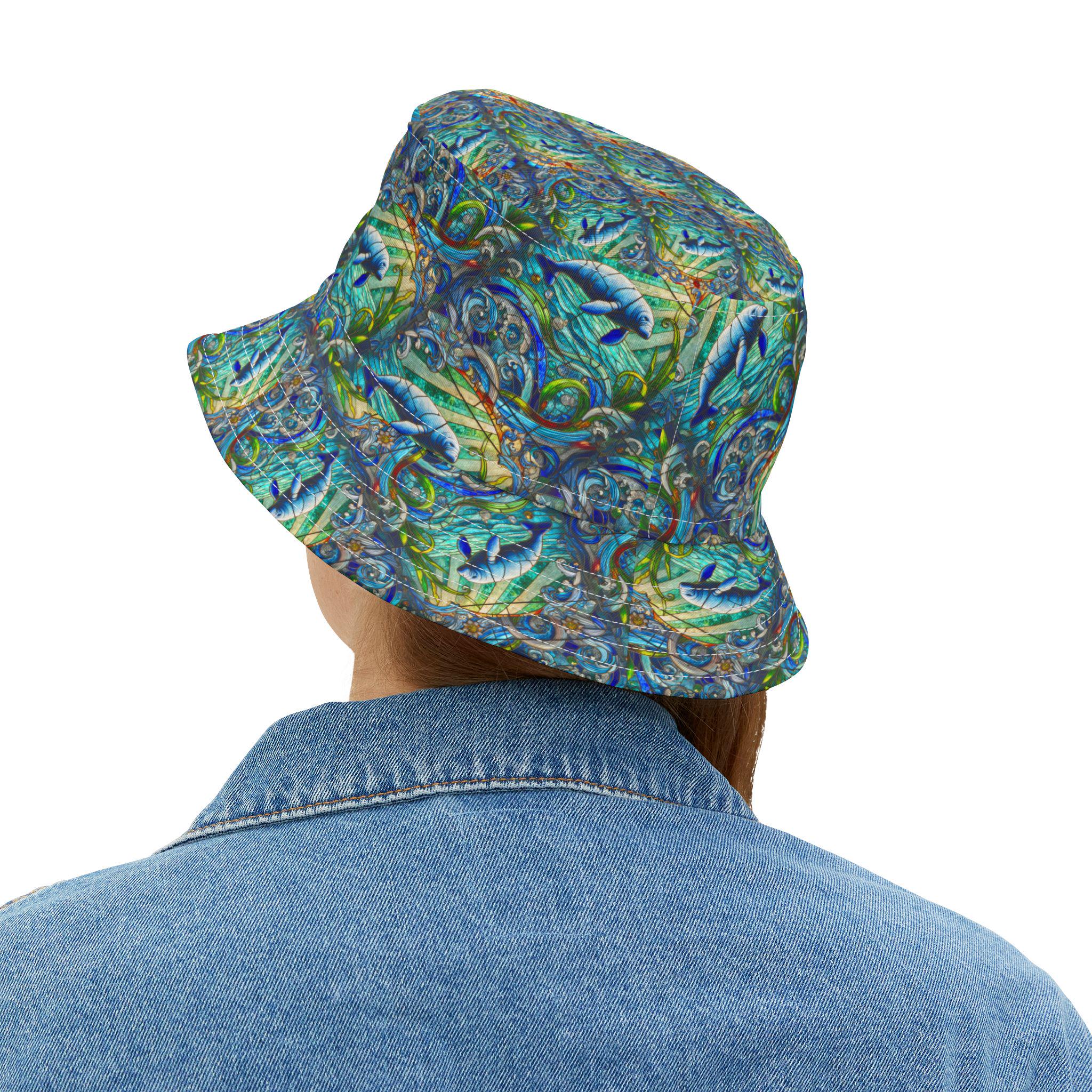 Boho Manatee Bucket Hat, Coastal Vibes Vacation Beach Sun  display picture 3