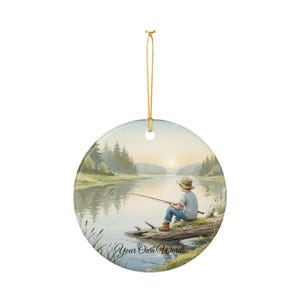 Personalized Boy Fishing Ornament, Custom Kids Fishing Christmas Gift, Ceramic Fisherman Keepsake, Child Ornament 2025, Stocking Stuffer image 6