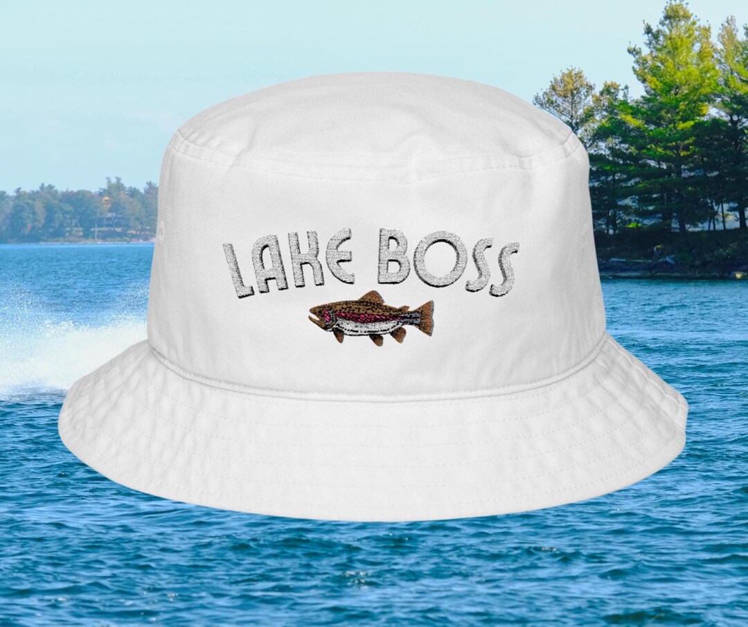Lake Boss Trout Embroidered Bucket Hat - Cotton Twill Fishing Hat - Etsy