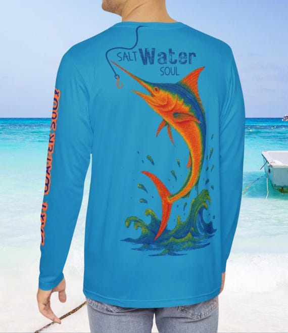 Men's Marlin Fishing Shirt: UV Protection, Salty Water Soul