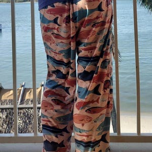 Men&#39;s Fish Pajama Pants, Tropical Print Loungewear