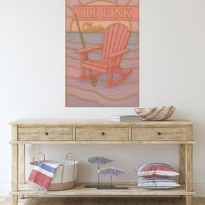 Küsten Adirondack Stuhl Leinwand Wandkunst, Strand Haus Dekor, Cottagecore See Haus Druck, Sommer Angeln Pole Ocean Home Ästhetik
