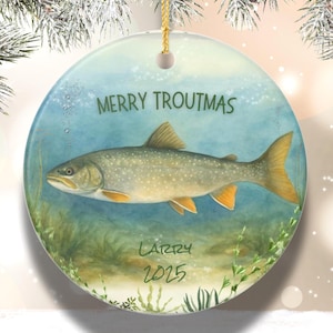 Personalized Trout Fishing Christmas Gift, Freshwater Fisherman, Custom 2025 Keepsake, Fishing gift idea for Dad, Fishing stocking stuffer