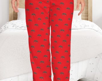 Crab Print Women's Pajama Pants, Coastal Sleepwear, Crabbing Gift - Main Image