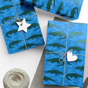 Alligator and camo Gift Wrap Papers - Perfect for Birthdays, Holidays, Baby Showers, Unique Wrapping, Eco-Friendly Options