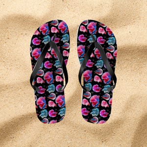 Fun Beachy Beta Fish Flip Flops, Summer Vibes, Beachwear, Vacation Essentials, Tropical Print, Gift for Her, matching gift, Pool shoes