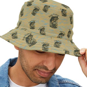 Vintage Hook Bass Kicker, Retro Fishing Bucket Hat, Fisherman Gift, Lake Life Hat, Boat Captain Hat, Outdoor Vacation Hat, Sun Hat