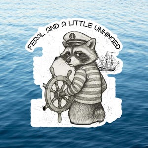 Sticker raton laveur sauvage, autocollant bateau, raton laveur drôle, meme raton laveur, raton laveur vintage, autocollant bateau, autocollant capitaine de bateau, autocollant raton laveur