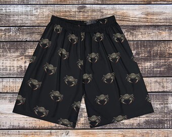 Crab Print Men's Sports Shorts: Quick-Dry Polyester Fishing Shorts