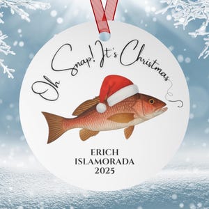 Personalized Fishing Christmas Ornament Gift – Mangrove Snapper Saltwater Decor for Dad, Custom Florida Fisherman Stocking Stuffer Idea