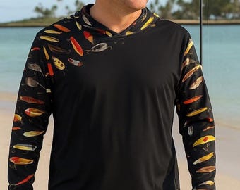 Vintage Fishing Lure UV Shirt, UPF 50+ Angler Hoodie