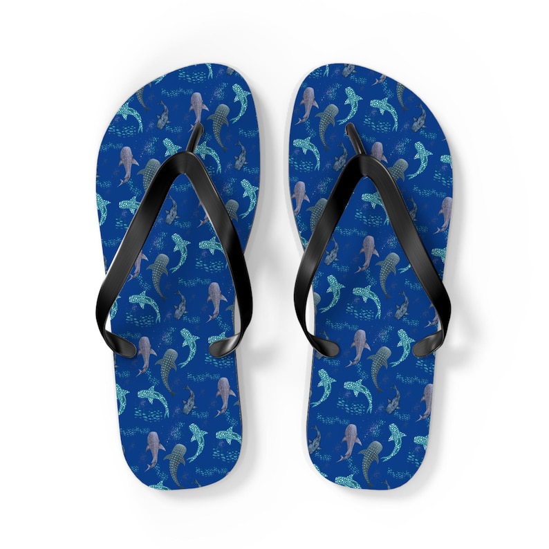 Spotted Whale Shark Flip Flops, Womens Summer Sandals, Beach Shoes, Vacation sandals, Pool shoes, trip gift, matching sets, whale lover gift
