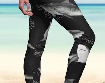 Shark Leggings, Yoga leggings, Fashion leggings, Womens yoga pant, Biking leggings, shark lover gift, workout leggings, fishing aesthetics