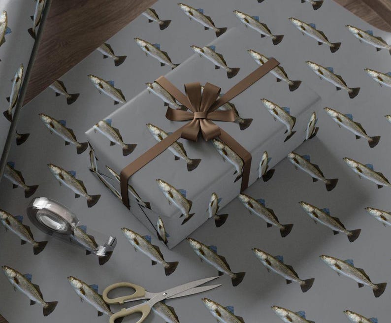 Trout Fishing Wrapping Paper | Fish Gift Wrap for Anglers | Outdoorsman Gift Wrap | Fly Fishing Paper | Fisherman Birthday Wrap
