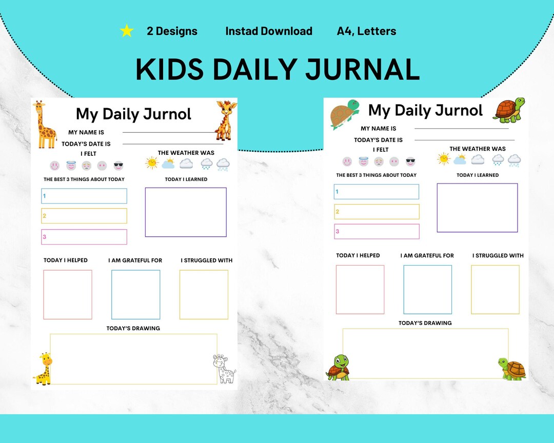 Kids Daily Journal Printable / Journal for Kids / Diary for Children ...