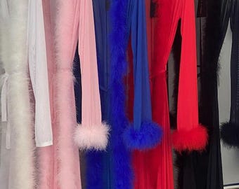 Elegant Long Soft Sheer Mesh Robe.