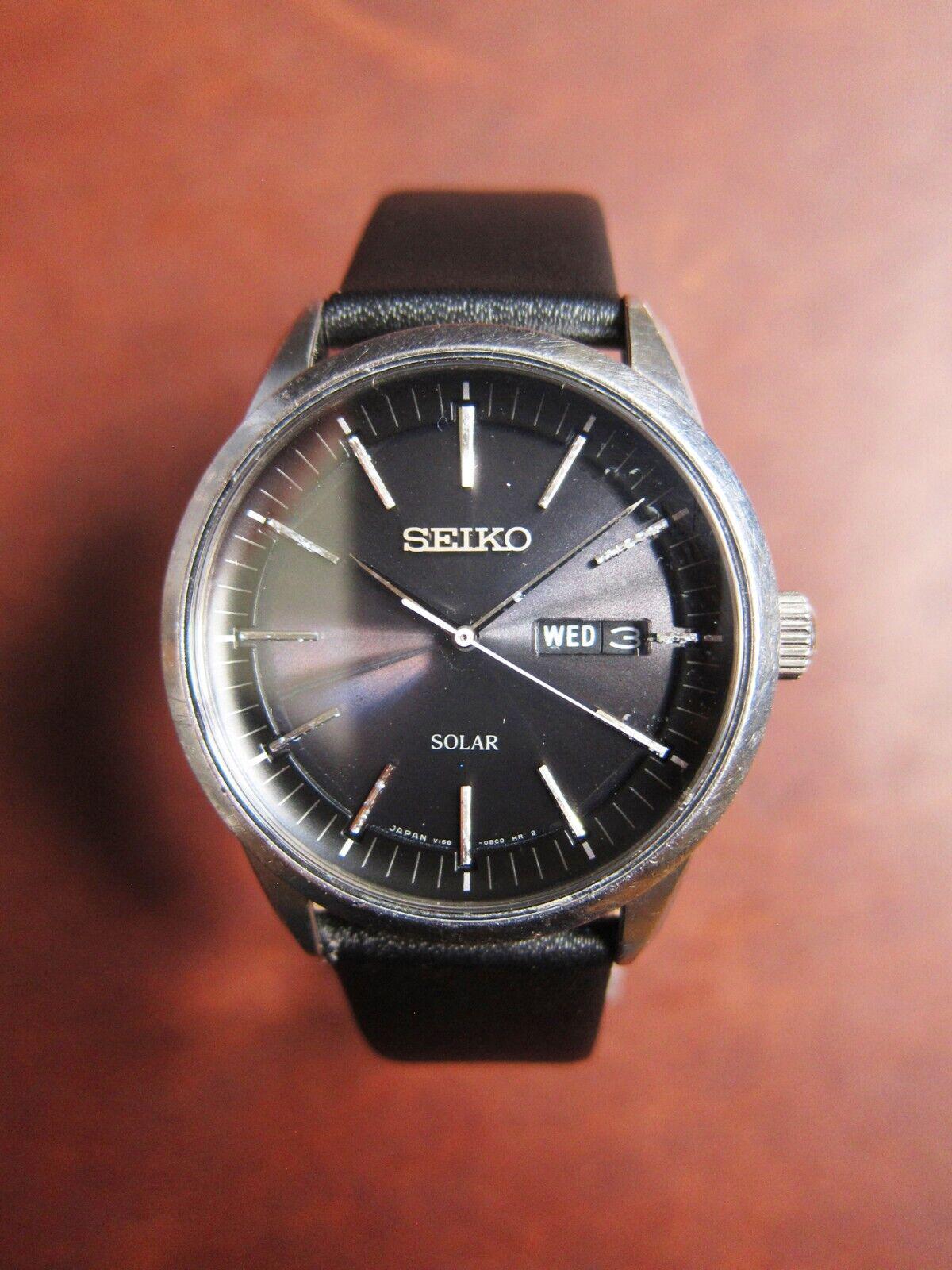 SEIKO セイコー　腕時計　ソーラー　V158-0AM0　ブラック　稼動 SEIKO SOLAR V158-0AM0 DAY DATE 10 BAR