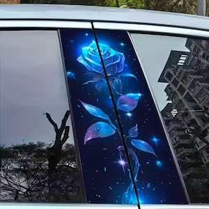 Luminous Car Blue Rose Cartoon Sticker - Vehicle Sticker - Car door rose sticker