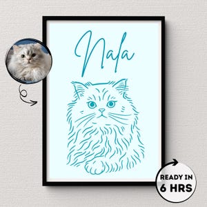 Unique Custom Pet Portrait | Cat Print | Funny Wall Art | Ready in 6HRS | Cat Lover | Digital Download | Portrait from Photo | Doodle Print