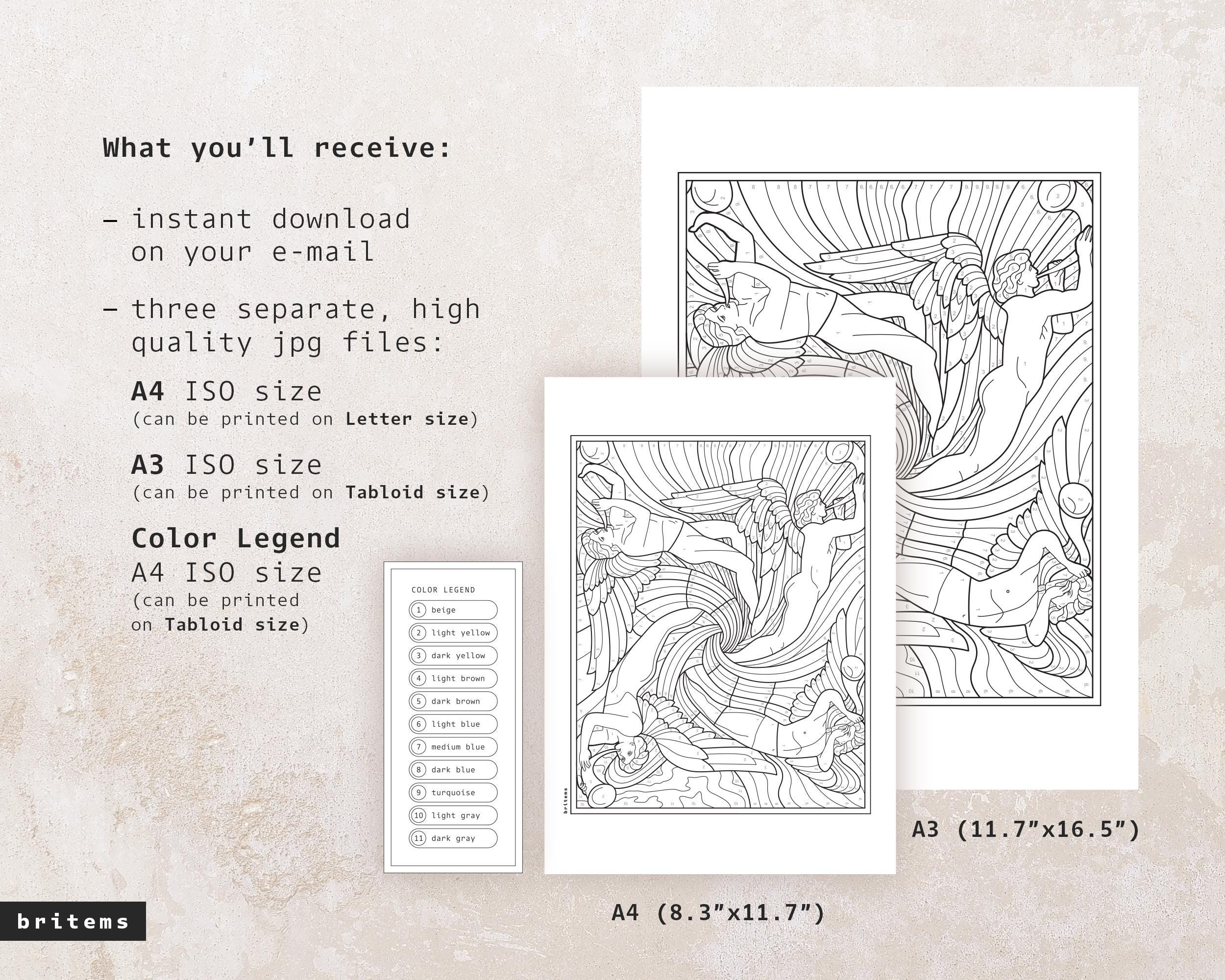 Color by Number, Angels Coloring, Bible Coloring Page, Modern Catholic ...