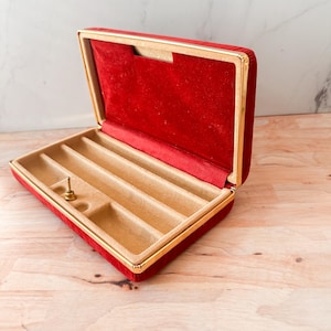 Vintage Travel Jewelry Box | Velvet Case  | 1960s Jewelry Storage Organizer
