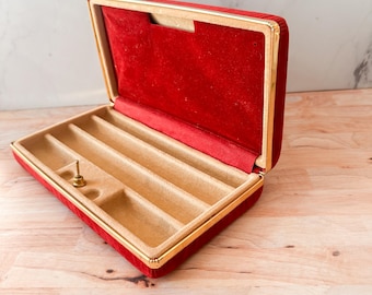 Vintage Travel Jewelry Box | Velvet Case  | 1960s Jewelry Storage Organizer