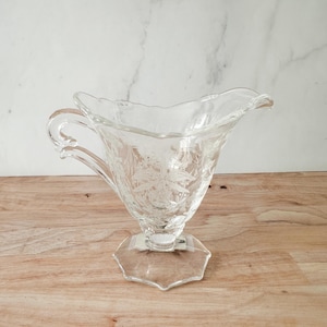 Vintage Heisey Orchid Creamer | Etched Crystal Glass | 1940s Elegant Glassware | Floral Cream Pitcher