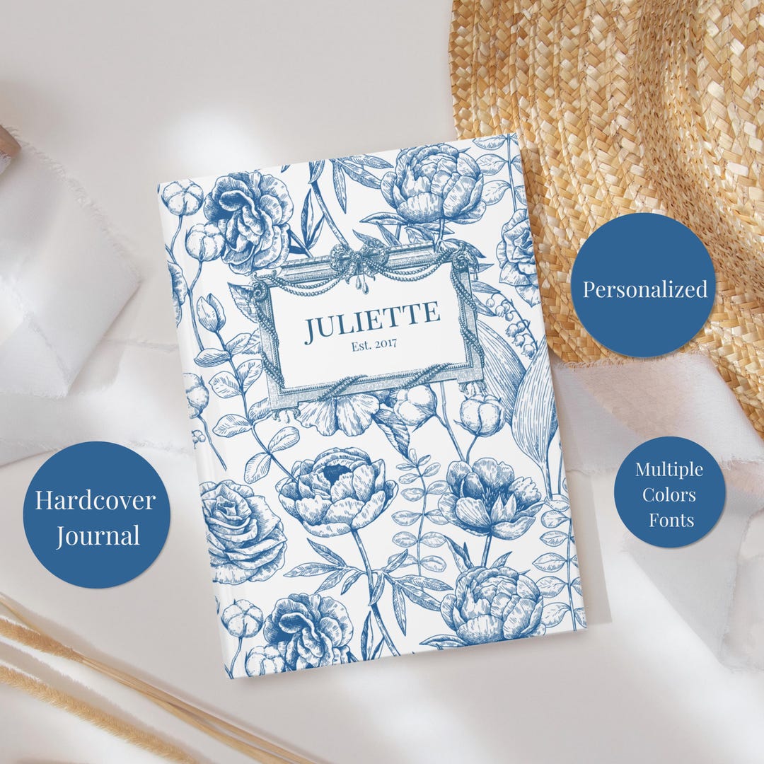Personalized Blue French Toile Journal: Custom Cottagecore Notebook - Etsy