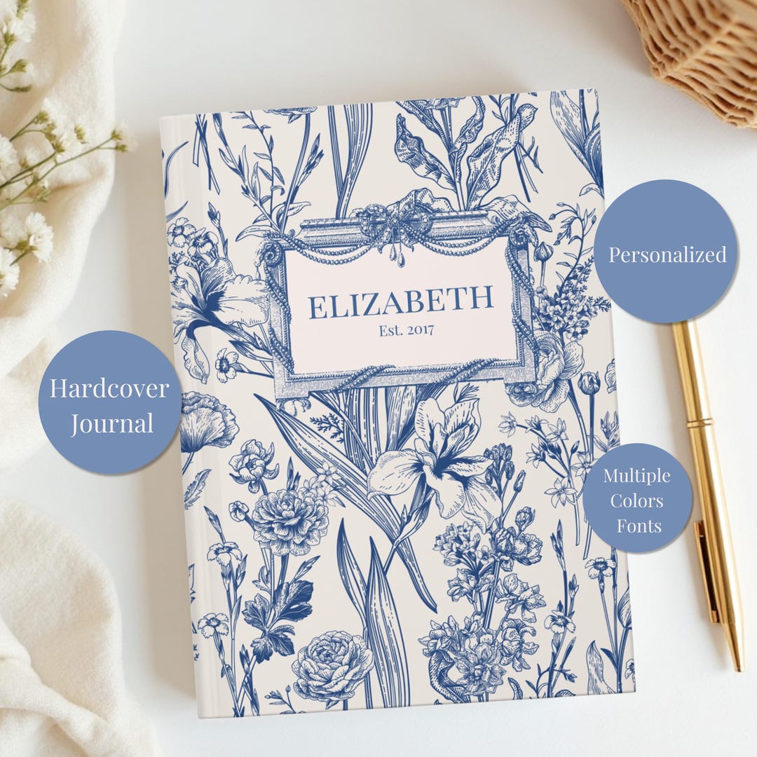 Personalized French Toile Journal: Custom Botanical Notebook - Etsy