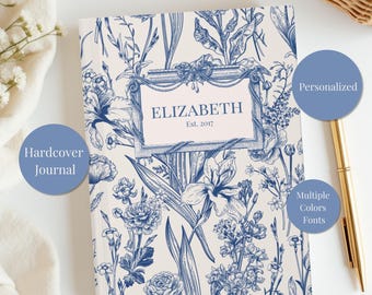 Personalized French Toile Journal: Custom Botanical Notebook