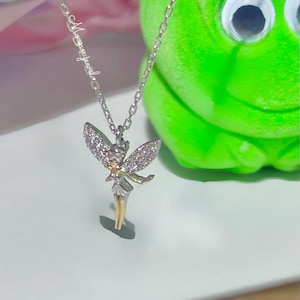 Disney tinkerbell fairy necklace 925 sterling silver
