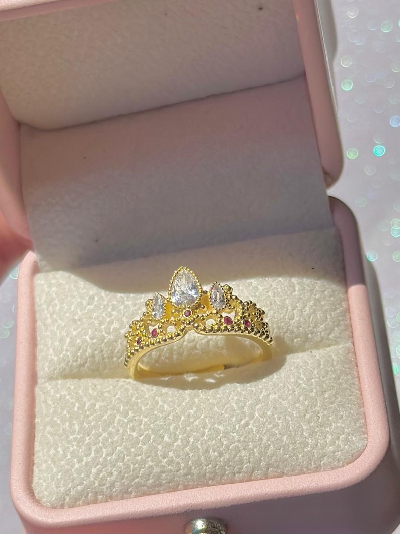 Anillo de corona de Rapunzel enredada en plata de ley 925 imagen 2