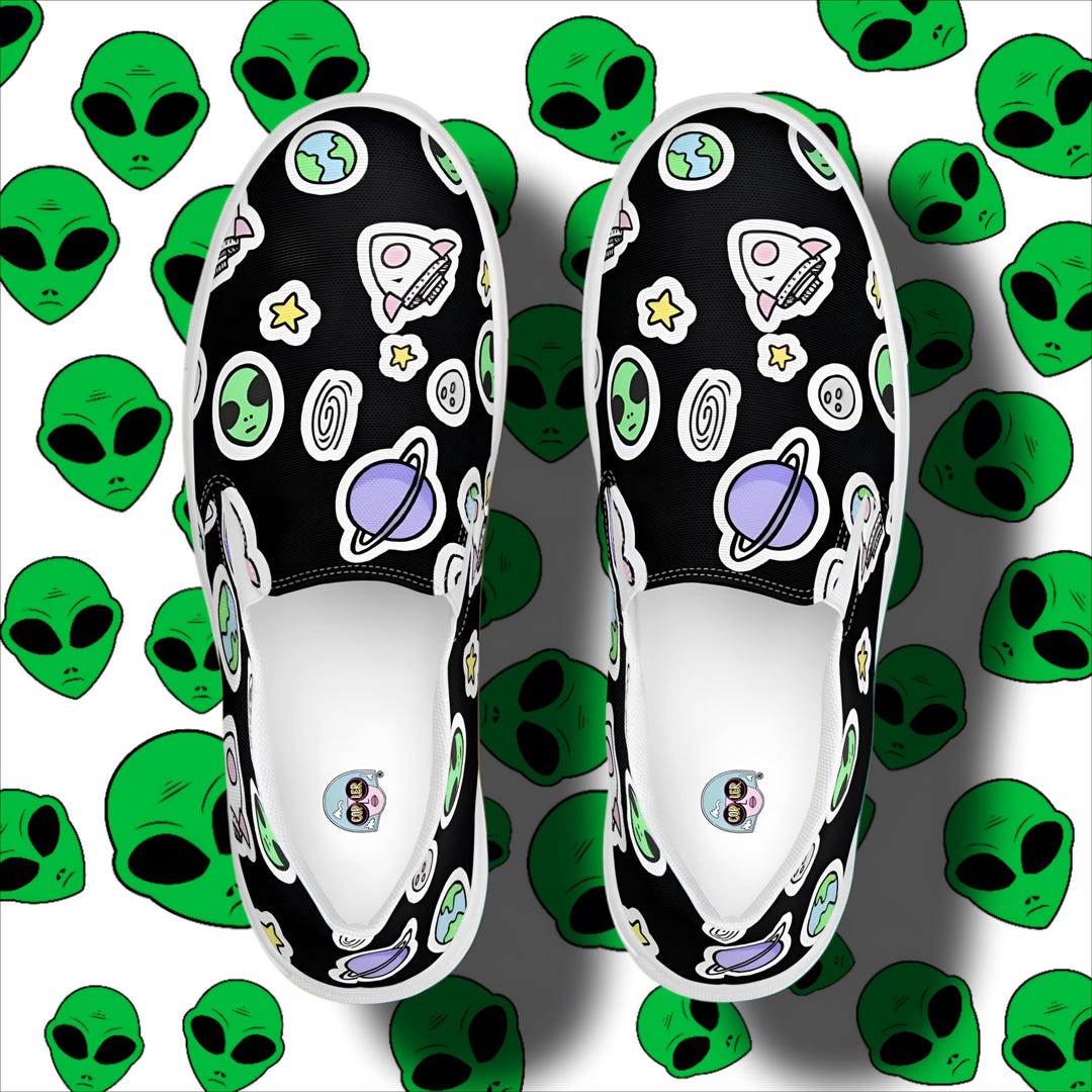 Men's Space Alien Canvas Slip-on Shoes: Sci-fi Sneakers - Etsy