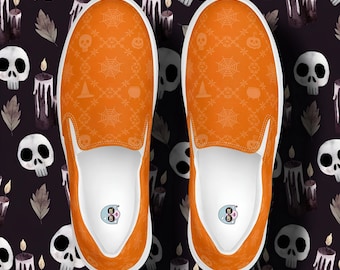 Zapatillas de lona sin cordones para Halloween para hombre: zapatillas casuales espeluznantes