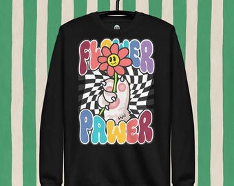 Sweat floral chat : Flower Pawer, style groovy années 60