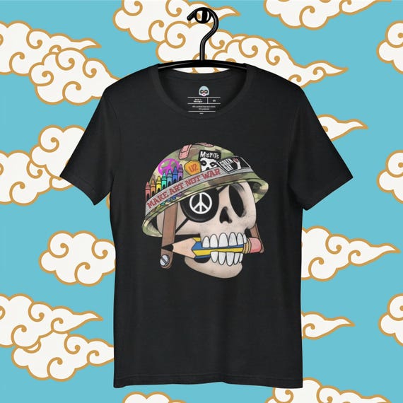 Make Art Not War T-shirt: Skull & Peace Sign Graphic Tee - Etsy