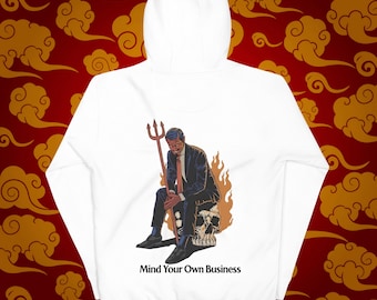 Mind Your Own Business Devil Hoodie: Unisex Goth Graphic Hoodie