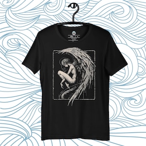 Gothic Angel Wings T-Shirt: Unisex Black Tee