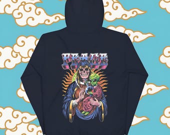 Peace Alien Skull Hoodie: Trippy Stoner Graphic Sweatshirt
