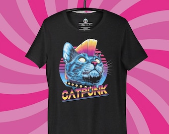 Catpunk T-shirt, rolig punkrockkatt-t-shirt